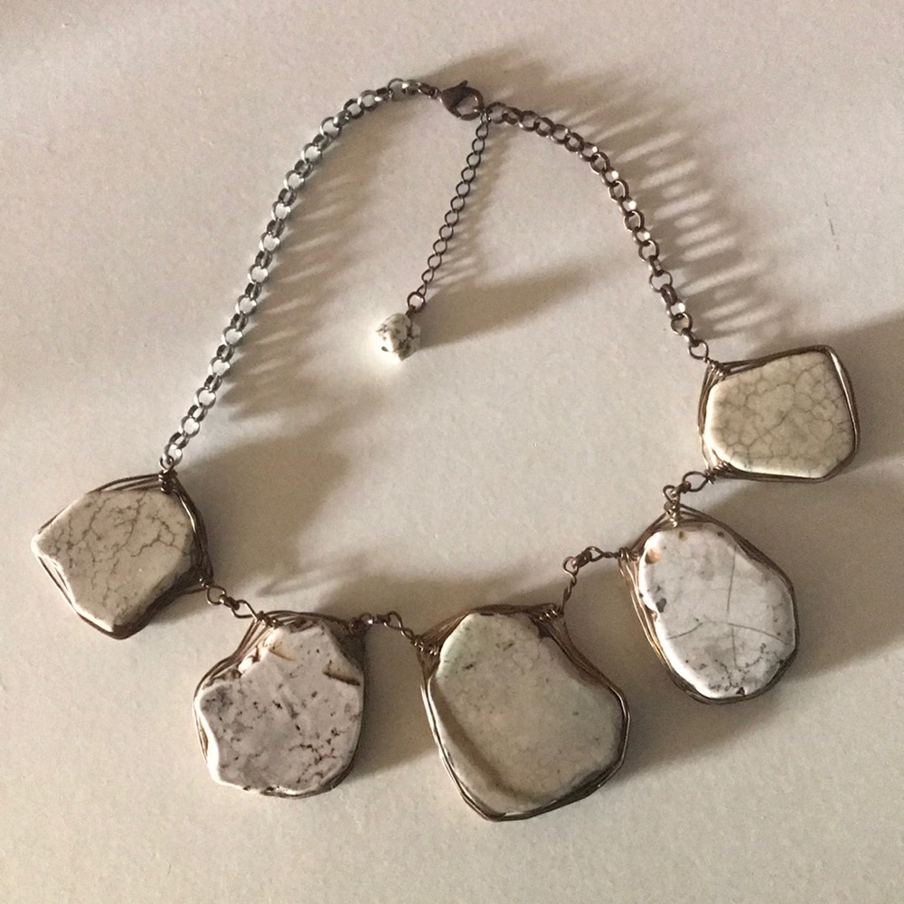 Wire Wrapped Stone Statement Necklace